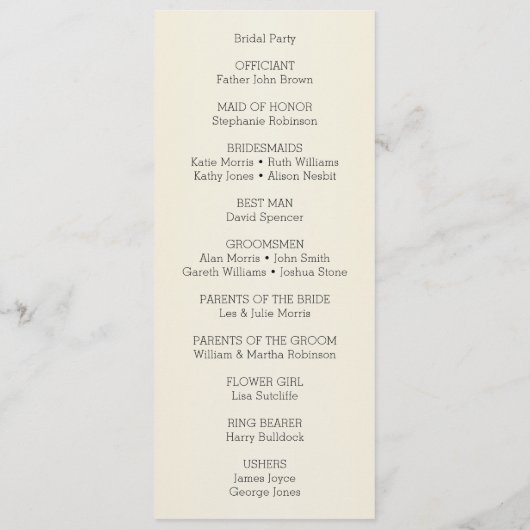 Champagne Glasses Simple Wedding Programma (Achterkant)