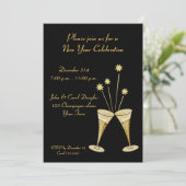 Champagne Glasses Stars Cocktail Party Invitation (Debout devant)