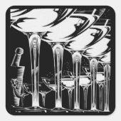 Champagne Glasses Vierkante Sticker (Voorkant)