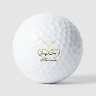 Champagne Glasses Wedding Theme Golf Balls Golfballen