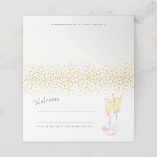 Champagne glazen bruiloft gast plaats kaarten (Buitenkant ongevouwen)