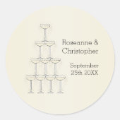 Champagne Glazen Bruiloft Ronde Sticker (Voorkant)