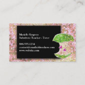 Champagne Glitter Apple Substitute leraar Visitekaartje (Achterkant)