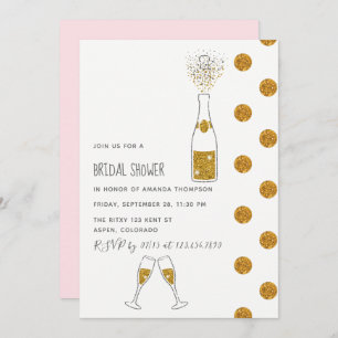 Champagne glitter bubles Bridal Shower Uitnodiging