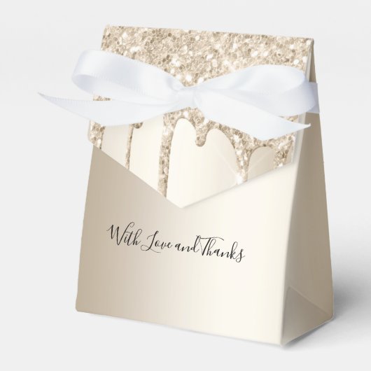 Champagne Glitter Drift Glitter Wedding Bedankdoosjes (Voorkant Zijde)