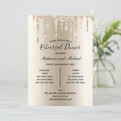 Champagne Glitter Drip Rehearsal Dinner Invitation Kaart (Staand voorkant)