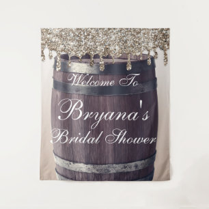Champagne Glitter Drip Rustic Glam Bruidsdouche Wandkleed