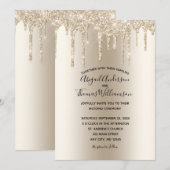 Champagne Glitter Drip Trendy Elegant Wedding Kaart (Voorkant / Achterkant)