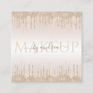 Champagne Glitter Driving Chic Glam Makeup Artist Vierkante Visitekaartje