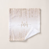 Champagne Glitter Driving Monogram Elegant Name Bad Handdoek (Wasdoekje)