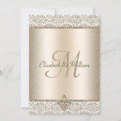 Champagne Glitter Monogram Fleur De Lis Bruiloft Kaart (Achterkant)