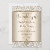 Champagne Glitter Monogram Fleur De Lis Wedding Kaart (Voorkant)