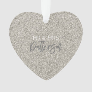 Champagne Glitter Mr&Mrs NAAM Trouwdatum elegant Ornament