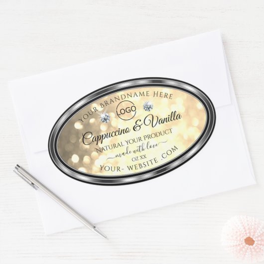 Champagne Glitter Product Labels Diamanten en Logo (Envelop)