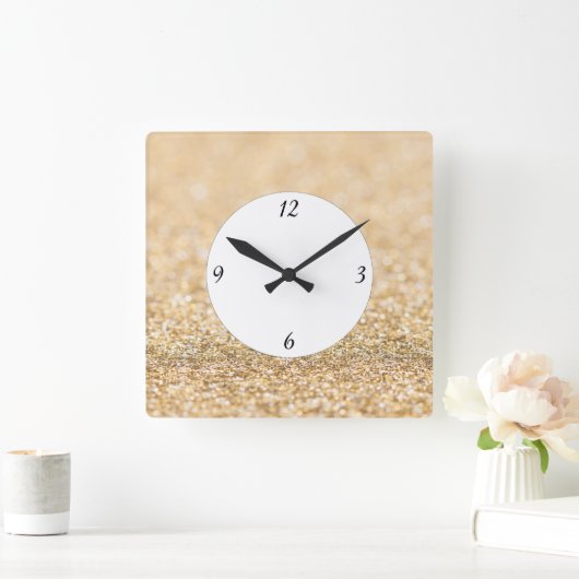 Champagne Glitter sparkles met getallen Vierkante Klok (Huis)
