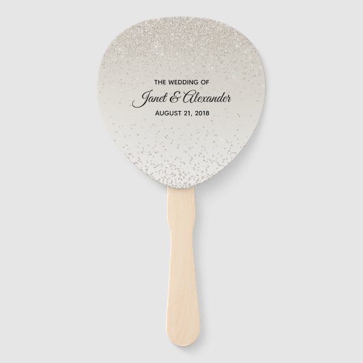 Champagne Glittery Trouwprogramma Fan Handwaaier (Achterkant)