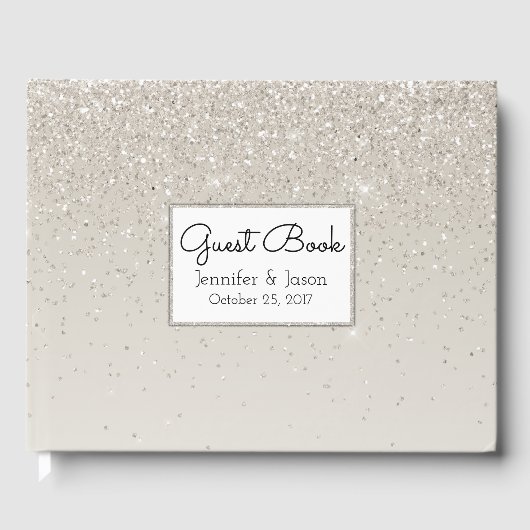 Champagne Glittery Wedding Guest Book Gastenboek (Voorkant)