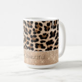 Champagne Glitz Cream Leopard Koffiemok (Voorkant rechts)