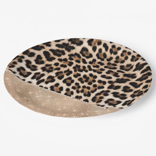 Champagne Glitz Cream Leopard Papieren Bordje (Gekanteld)