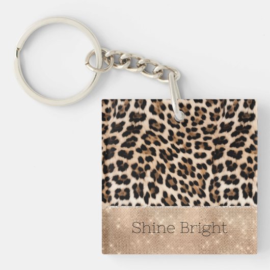 Champagne Glitz Cream Leopard Sleutelhanger (Voorkant)