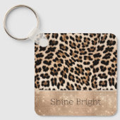 Champagne Glitz Cream Leopard Sleutelhanger (Voorkant)