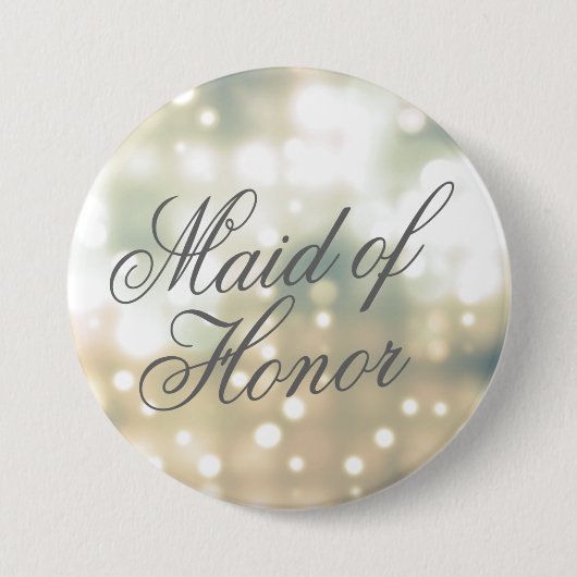 Champagne Glow Maid of Honor Button Pin (Voorkant)