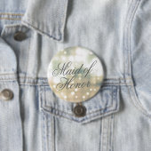 Champagne Glow Maid of Honor Button Pin (In situ)