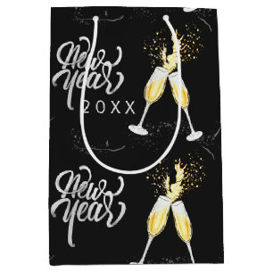 Champagne Gold Black Wine Glass Confetti Moderne G Medium Cadeauzakje