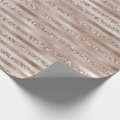 Champagne Gold Blush Glitter Stripes  Cadeaupapier (Hoek)