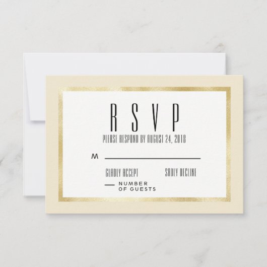 Champagne + Gold Classic Wedding Invite RSVP Card (Devant)