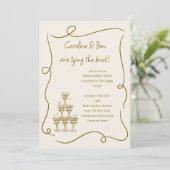 Champagne Gold Doodle Handgeschreven verlovingsfee Kaart (Staand voorkant)