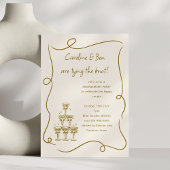 Champagne Gold Doodle Handgeschreven verlovingsfee Kaart