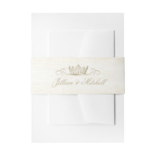 Champagne Gold Fairytale Crown Wedding Uitnodigingen Wikkel