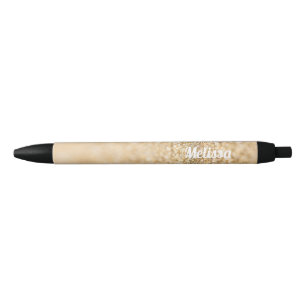 Champagne gold faux glitter sparkles Personalize Zwarte Inkt Pen