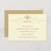 Champagne Gold Fleur de Lis Mariage Cartes RSVP (Devant / Derrière)