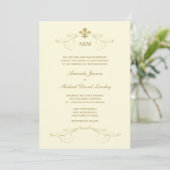 Champagne Gold Fleur de Lis Mariage I Invitations (Debout devant)