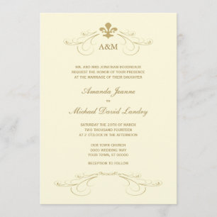 Champagne Gold Fleur de Lis Mariage I Invitations