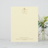 Champagne Gold Fleur de Lis Monogram Gepersonaliseerd Briefhoofd (Staand voorkant)