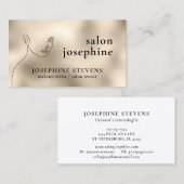 Champagne Gold Foil line Art Logo Salon Name Visitekaartje (Voorkant / Achterkant)