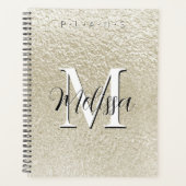 Champagne Gold Foil Moderne Monogramme Plannière (Devant)