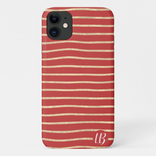 Champagne Gold Foil Stripes Phone Case (Achterkant)
