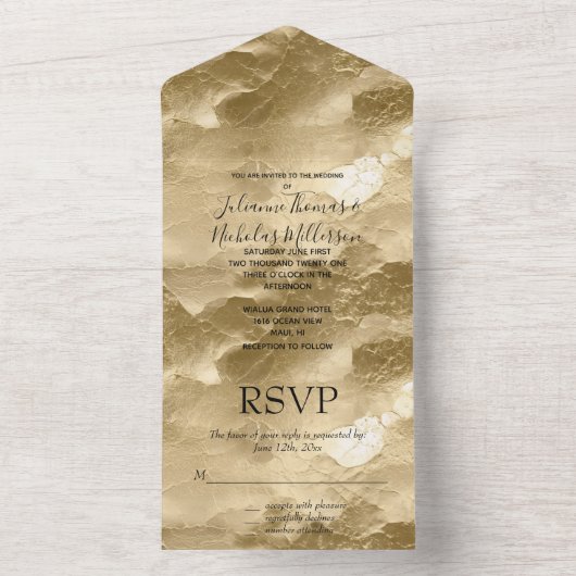 Champagne Gold Glam All In One Uitnodiging (Binnen)