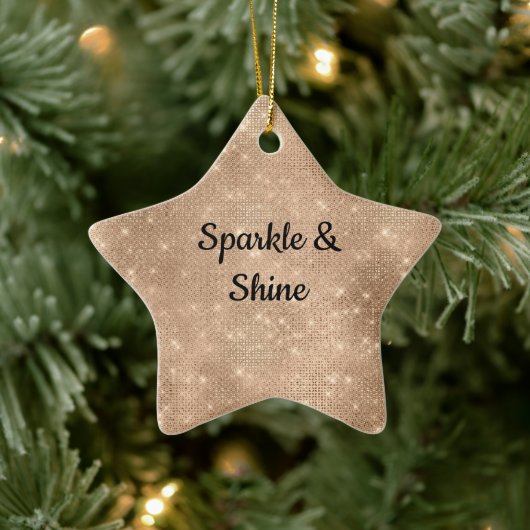 Champagne Gold Glam Sparkle Glitz Keramisch Ornament (Boom)