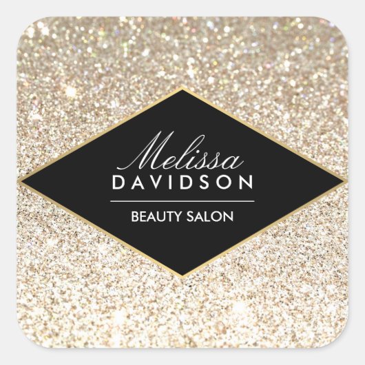 Champagne Gold Glitter en Glamor Vierkante Sticker (Voorkant)