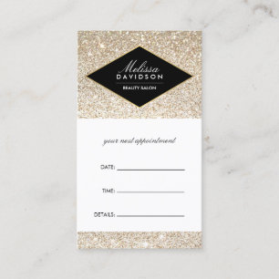 Champagne Gold Glitter en Glamour Afspraak Afsprakenkaartje
