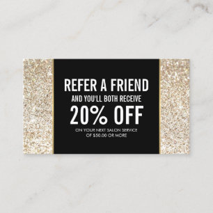 Champagne Gold Glitter en Glamour Verwijzing Kaart