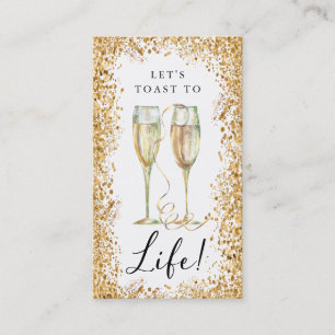 Champagne Gold Glitter Verjaardagsfeest Bladwijzer Visitekaartje