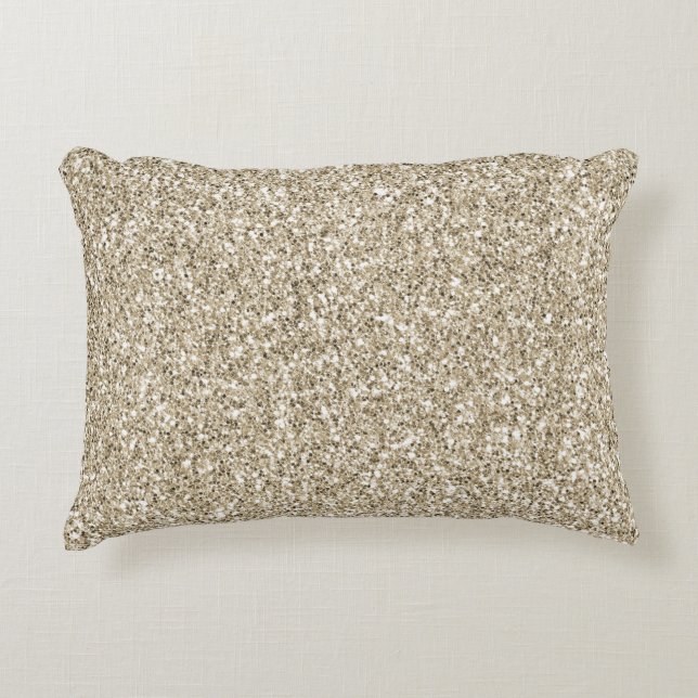 Champagne Gold Glitzy Glitter Accent Kussen (Voorkant)