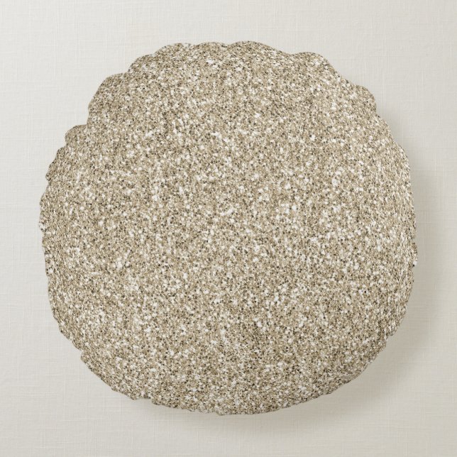 Champagne Gold Glitzy Glitter Rond Kussen (Voorkant)