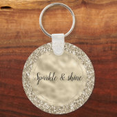 Champagne Gold Glitzy Glitter Sleutelhanger (Voorkant)